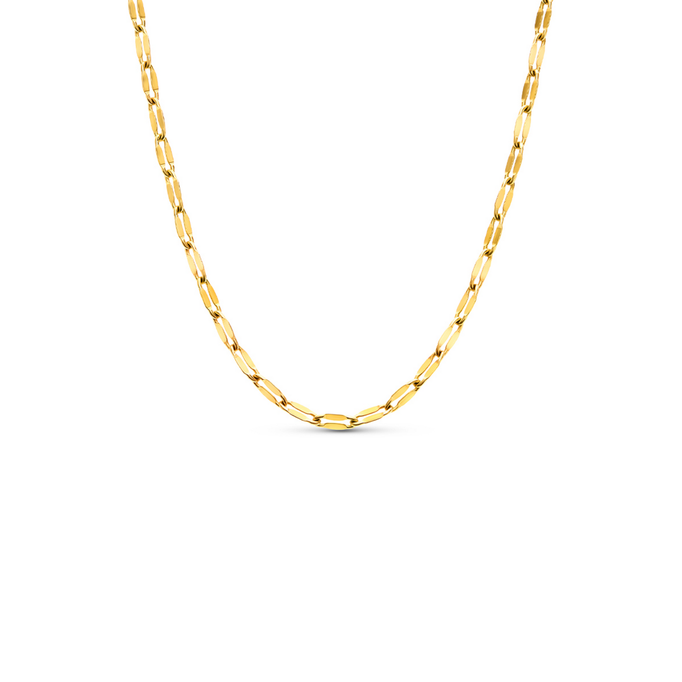 Paperclip Diamond Cut Chain Necklace (Gold)