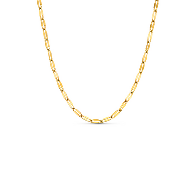 Paperclip Diamond Cut Chain Necklace (Gold)