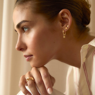 Fine Molten Heart Huggie Earrings (Gold)