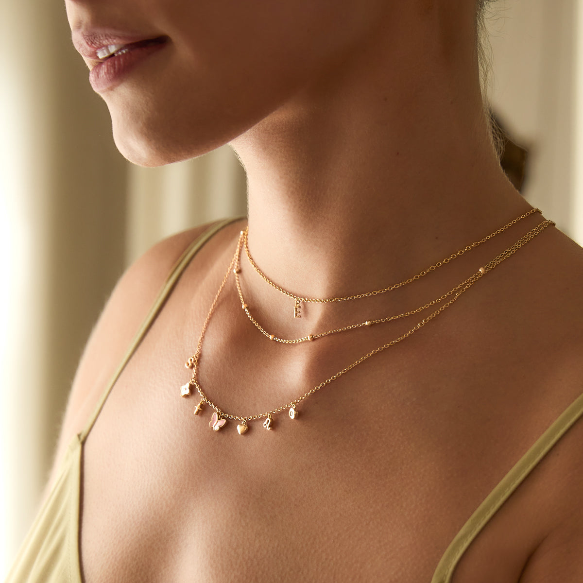 Fine Molten Initial Necklace (Gold)