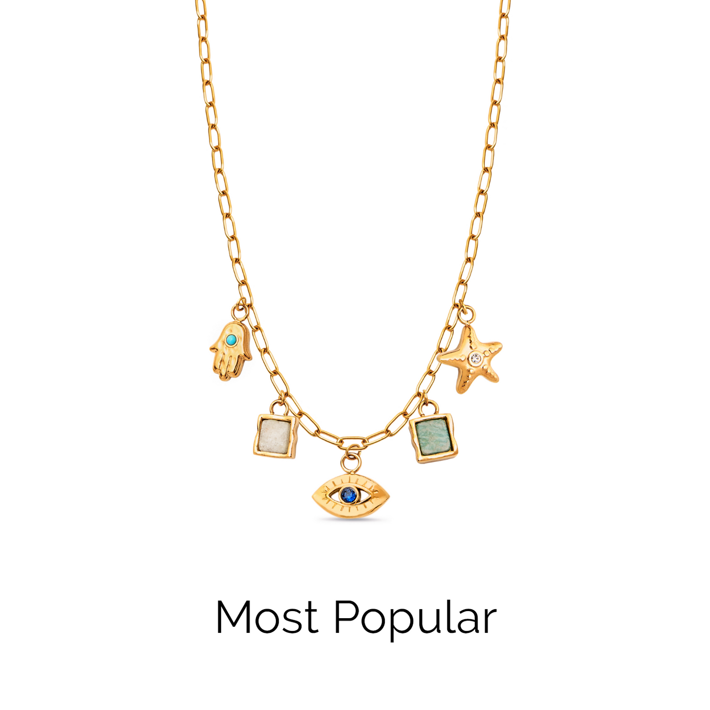 Made Mine Ocean Charm Necklace (Gold)