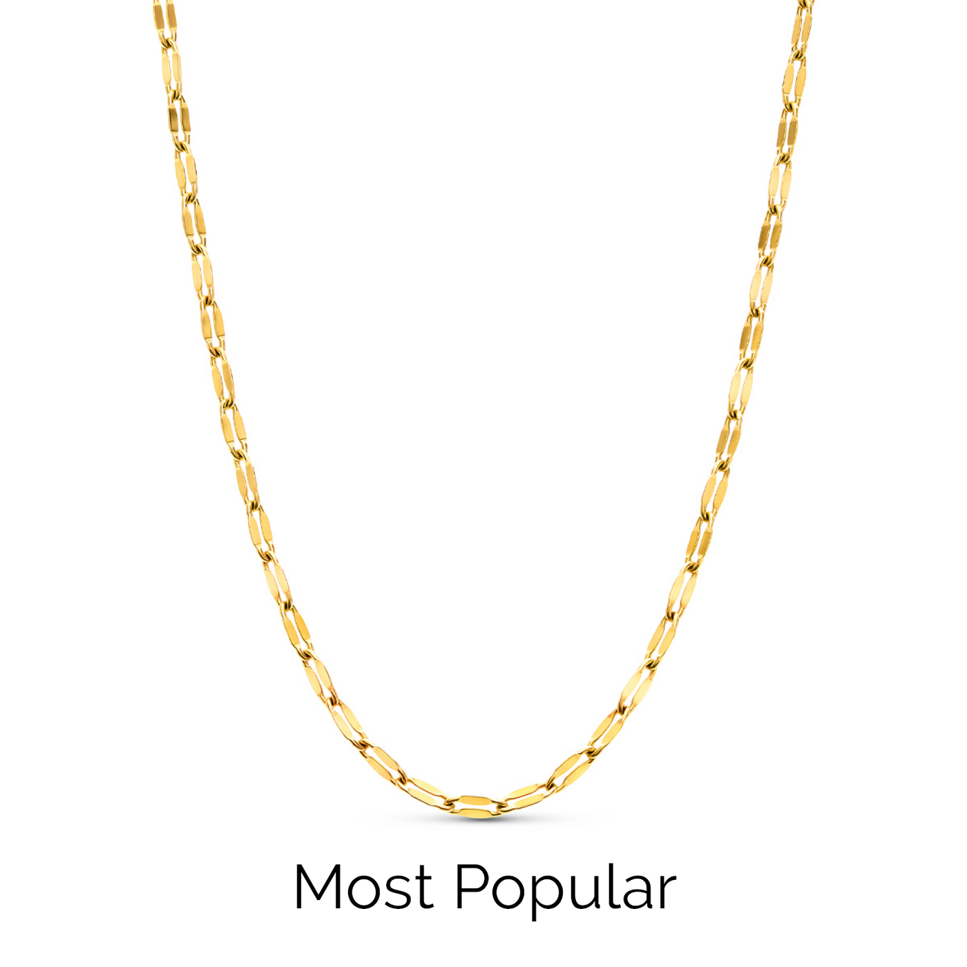 Paperclip Diamond Cut Chain Necklace (Gold)