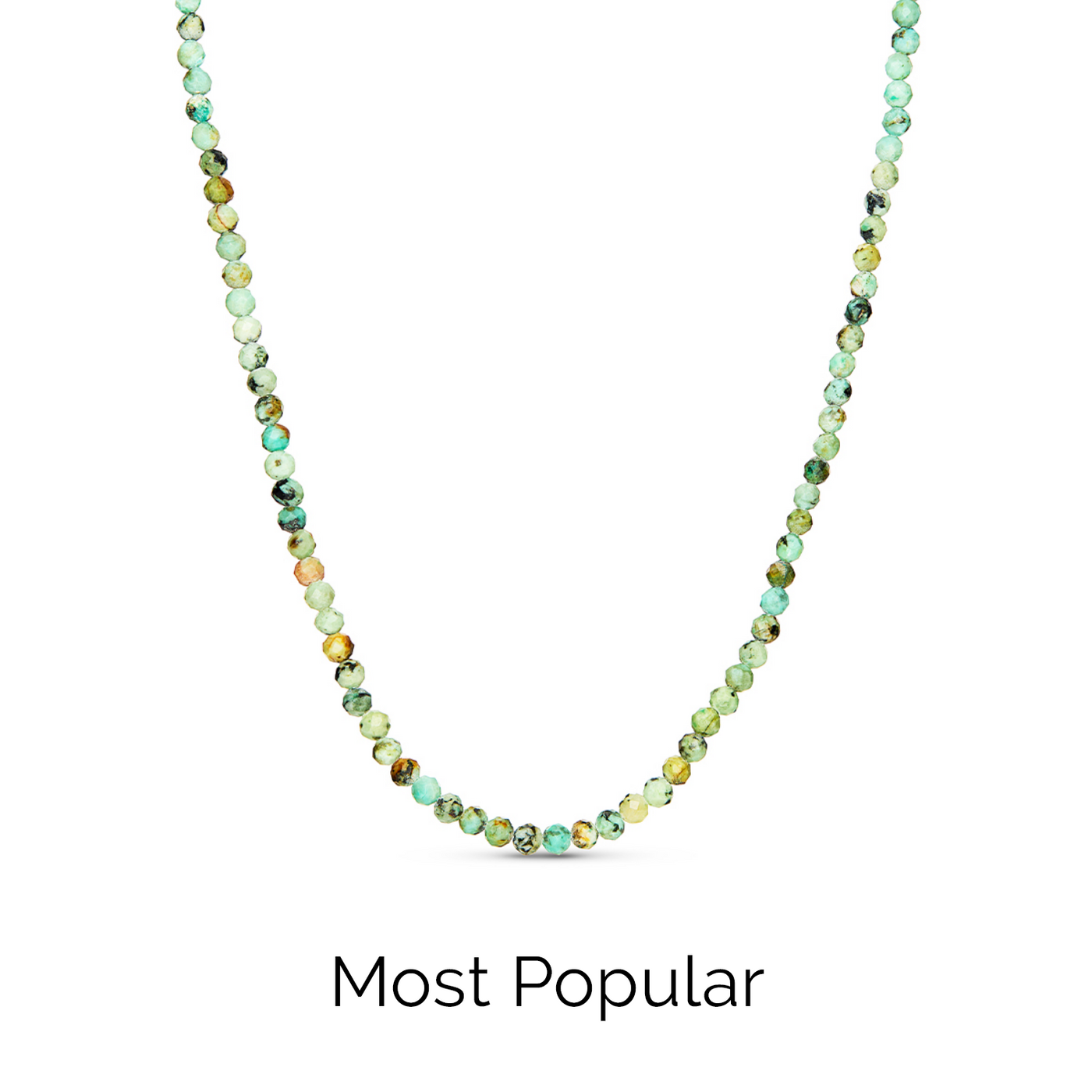 Layering Green Turquoise Beaded Necklace (Silver)