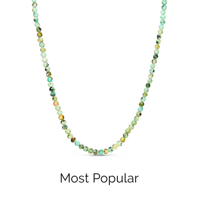 Layering Green Turquoise Beaded Necklace (Silver)