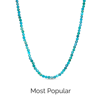 Layering Blue Apatite Beaded Necklace (Silver)