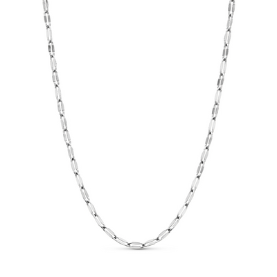 Paperclip Diamond Cut Chain Necklace (Silver)