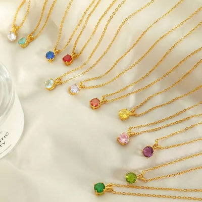 JEWELRY XL68 French Style Collarbone Chain Natural Gemstone Pendant Collarbone Necklace Stainless Steel Necklace