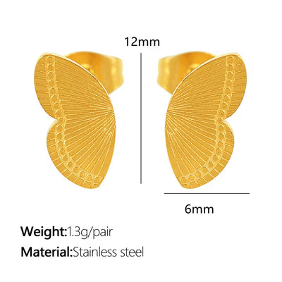 JEWELRY EH240-1 French Fashion Stainless Steel 18K Gold Plated Butterfly Shape Earrings for Women