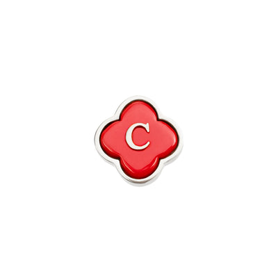 Red Clover Charms (Silver) - Initials