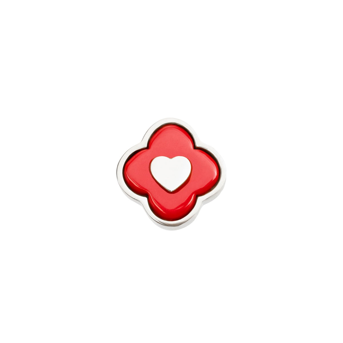 Red Clover Charms (Silver) - Heart