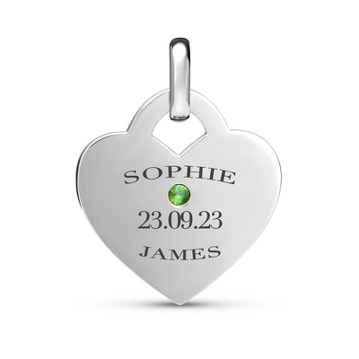 Birthstone Heart Token Pendant (Silver)