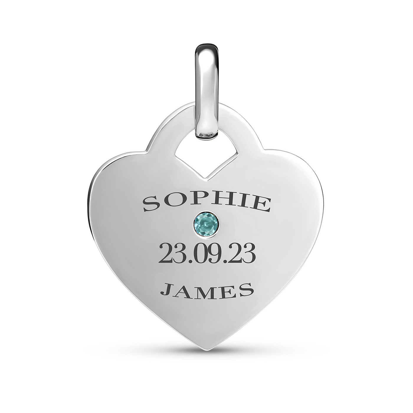 Birthstone Heart Token Pendant (Silver)