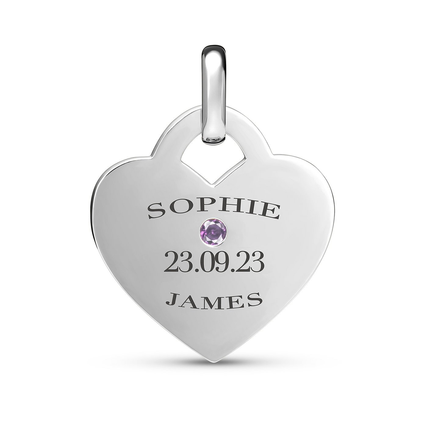 Birthstone Heart Token Pendant (Silver)