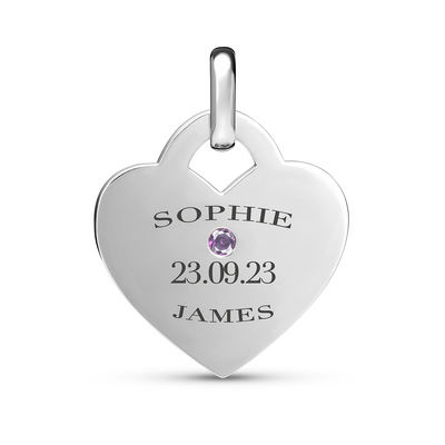 Birthstone Heart Token Pendant (Silver)