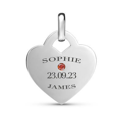 Birthstone Heart Token Pendant (Silver)