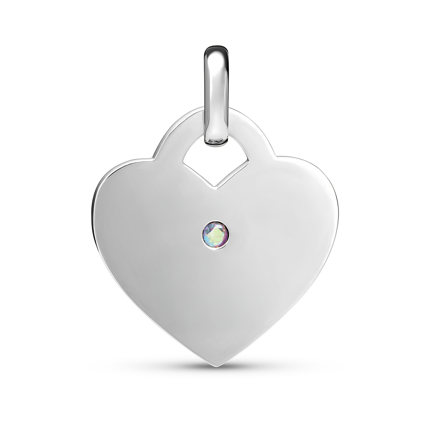 Birthstone Heart Token Pendant (Silver)