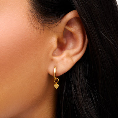 Fine Molten Heart Huggie Earrings (Gold)