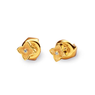 Fine Flower Stud Earrings (Gold)