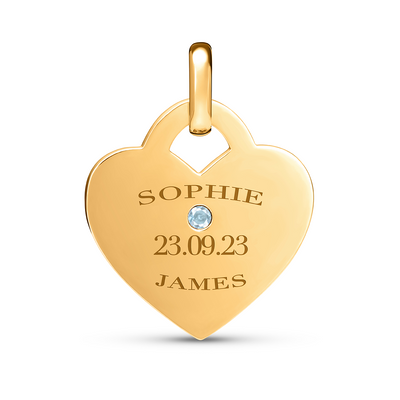 Birthstone Heart Token Pendant (Gold)