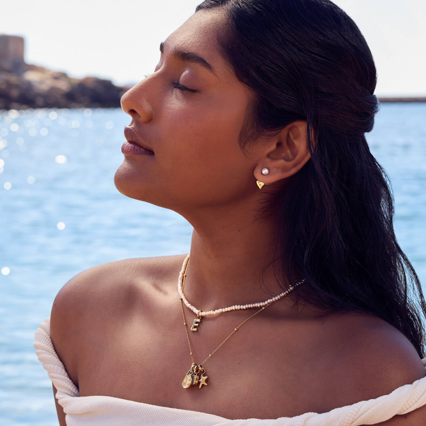 Ocean Cluster Pendant Necklace (Gold)