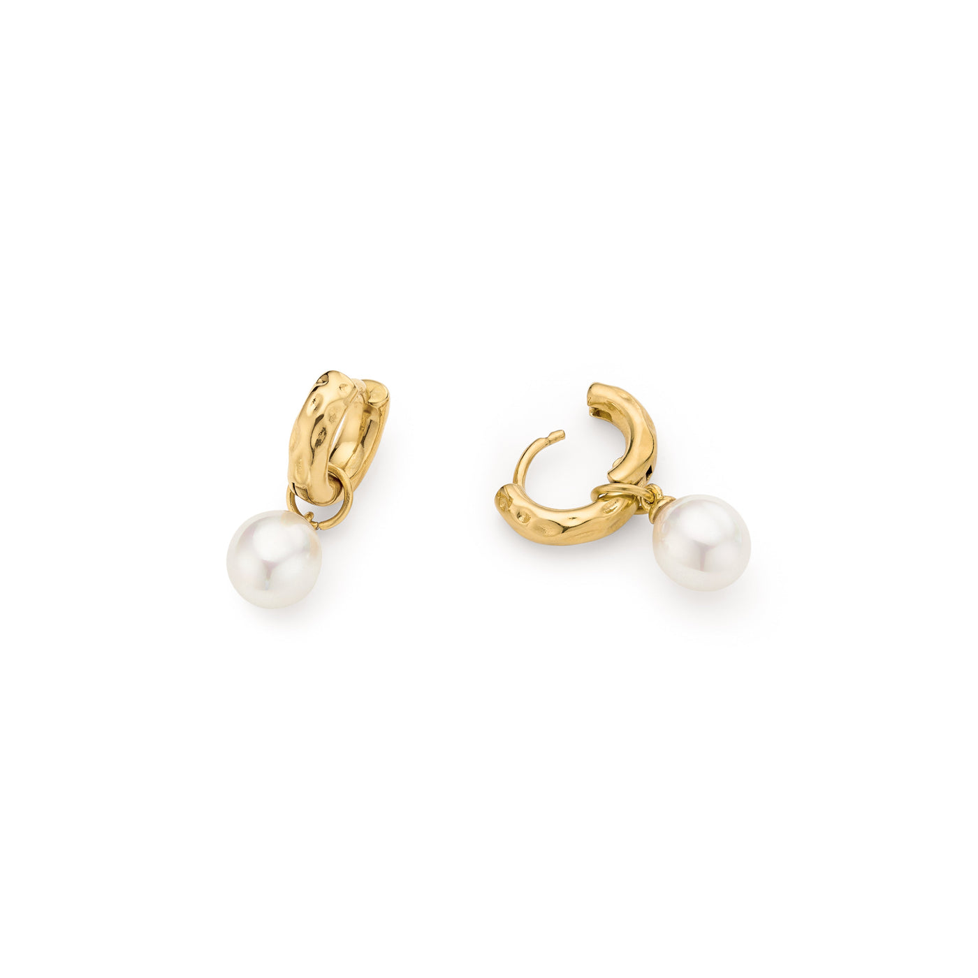 Pearl Drop Huggie Earring Bridesmaid Gift Set (Gold)