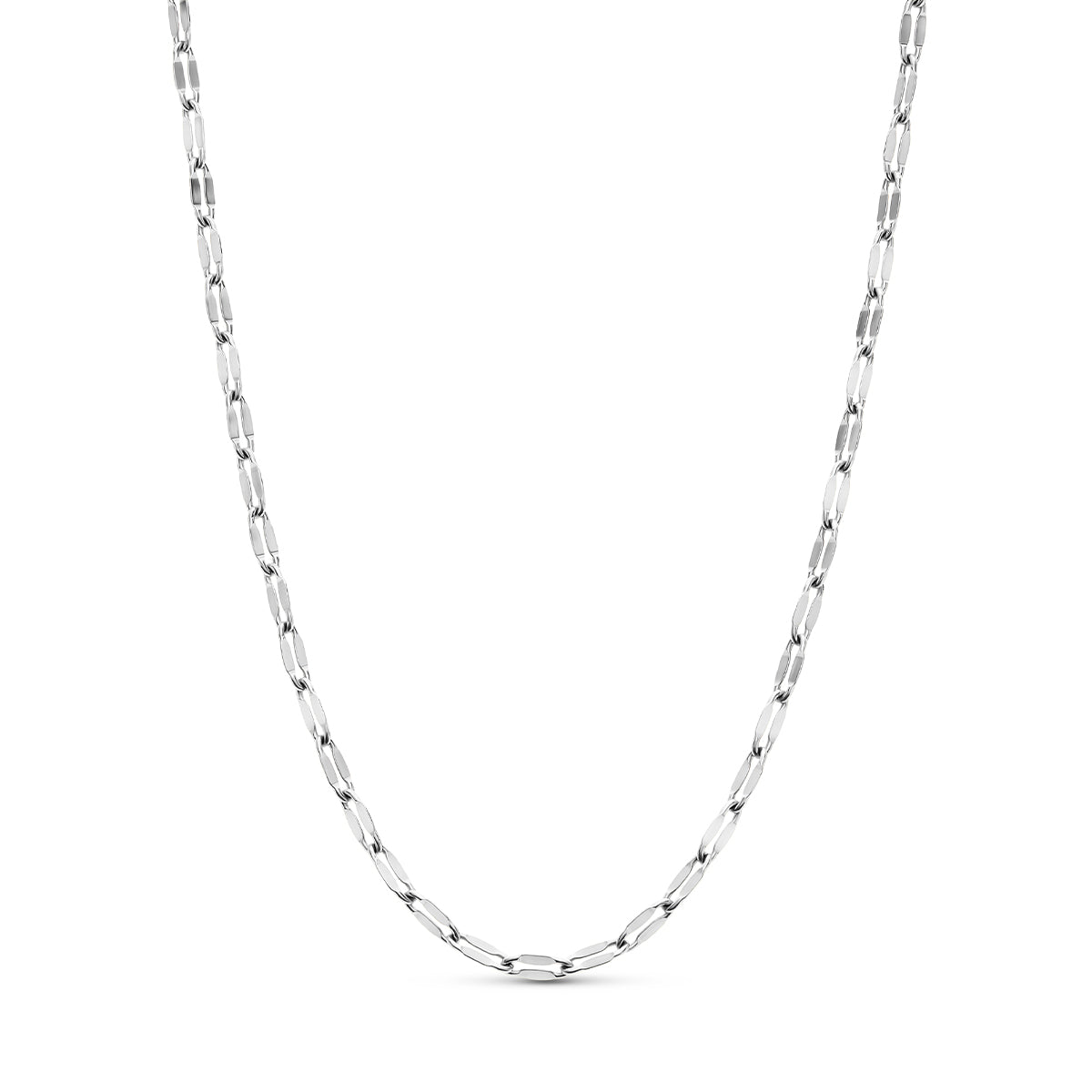 Paperclip Diamond Cut Chain Necklace (Silver)