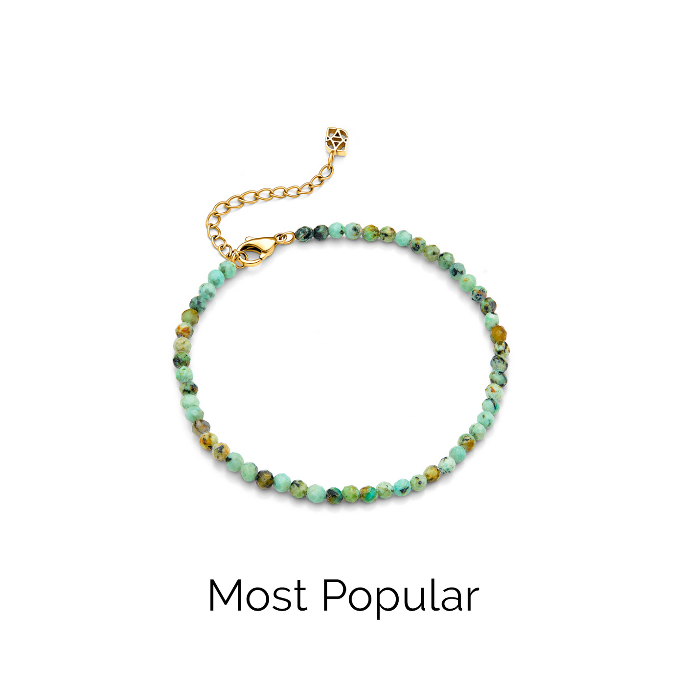Layering Green Turquoise Beaded Bracelet (Gold)