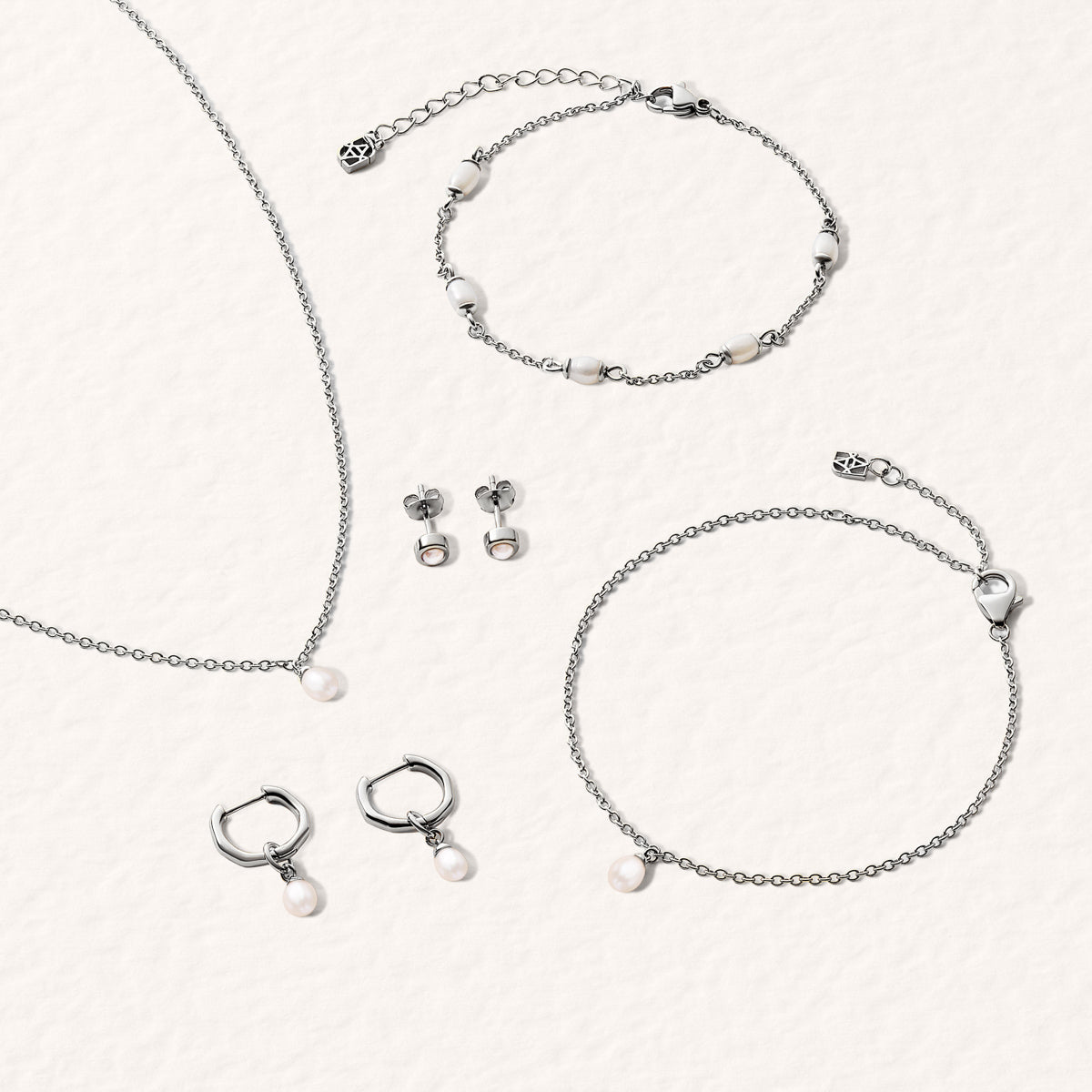 Fine Organic Pearl Bracelet Bridesmaid Gift Set (Silver)