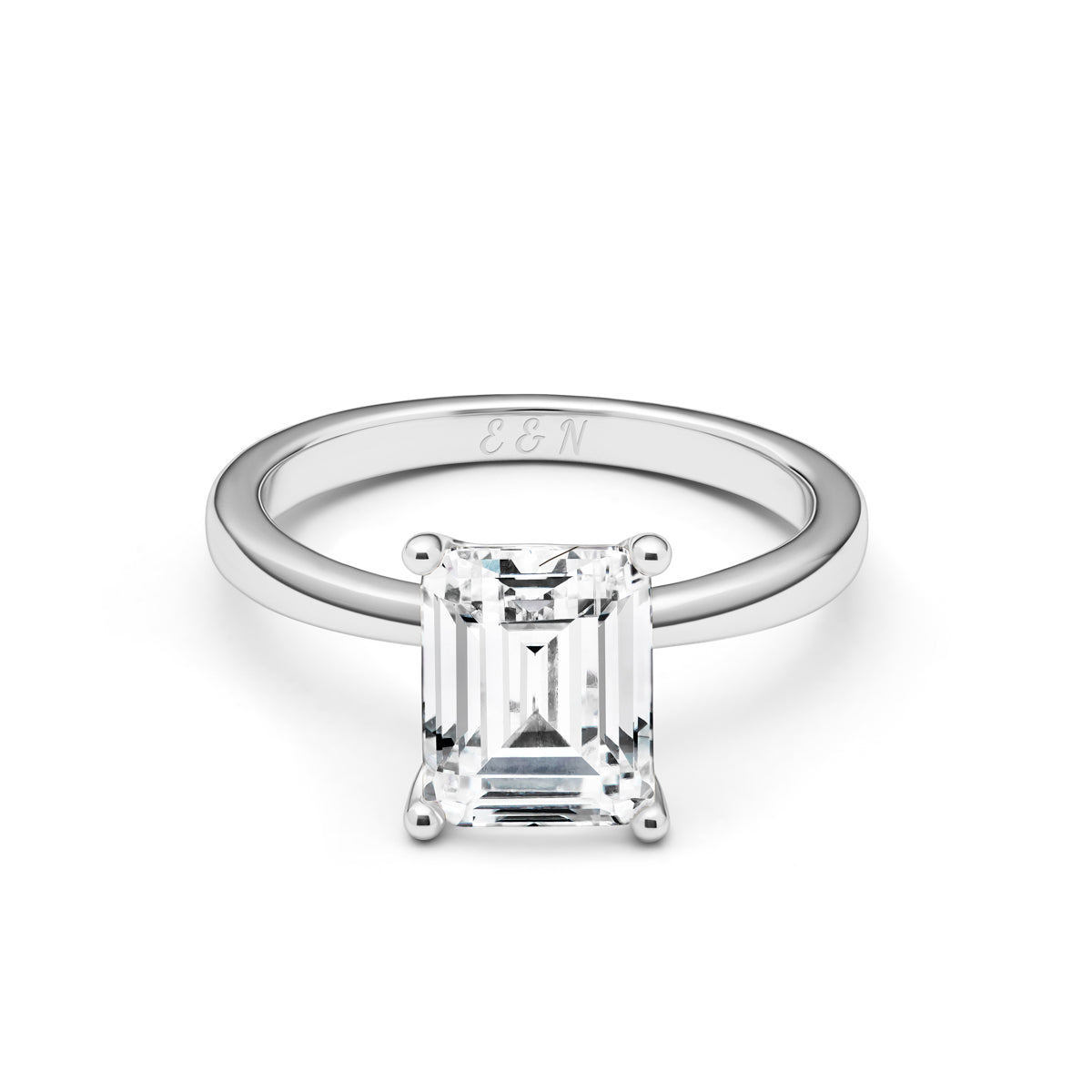 Emerald Cut Solitaire Ring (Silver)