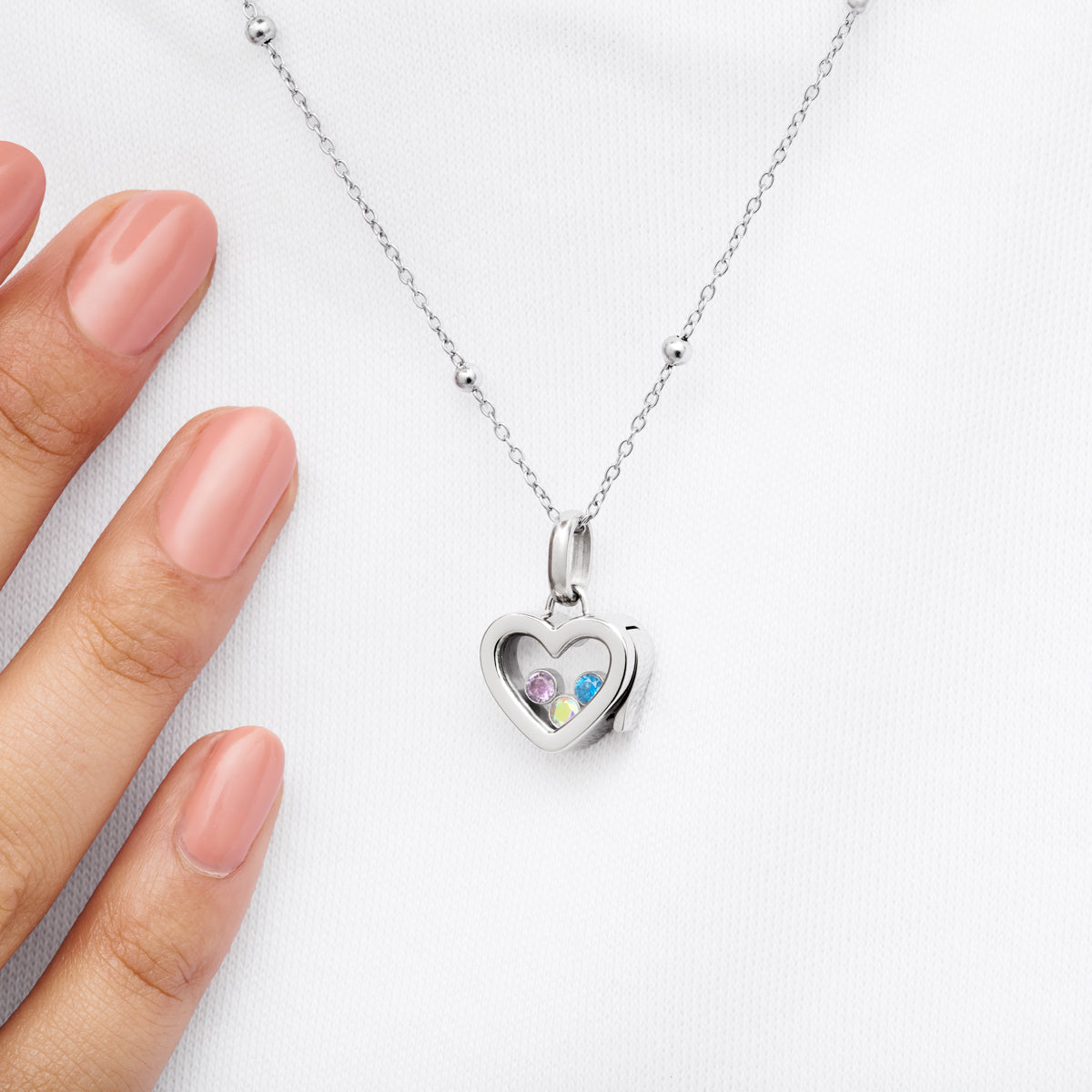 Floating Birthstone Charm (Silver)