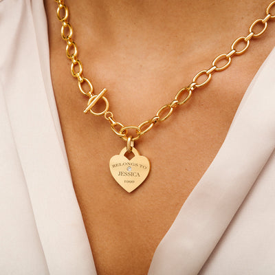 Birthstone Heart Token Pendant (Gold)
