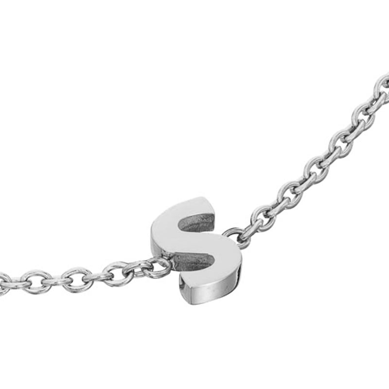 Initial & Pearl Bracelet Set (Silver)