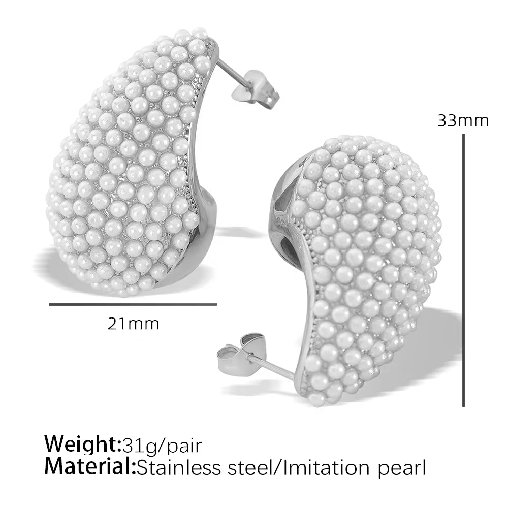 JEWELRY EH200-1 French Gold Large Teardrop Earrings Set Diamond Gum Bead Earrings Exaggerated Earrings