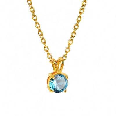 JEWELRY XL68 French Style Collarbone Chain Natural Gemstone Pendant Collarbone Necklace Stainless Steel Necklace