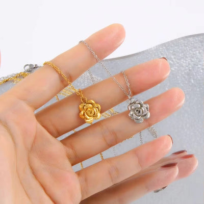 Lotus Pendant Necklace Fashion 316L Stainless Steel Necklace Jewellery Lotus Flower Necklace for Women Girl
